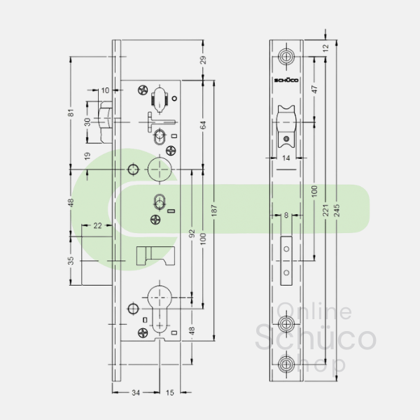 Schuco 241470 day/night roller latch lock 34/92