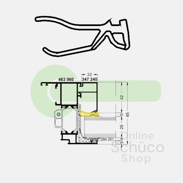 Schüco glazing gasket 3/4 mm green - 284838 - per linear meter