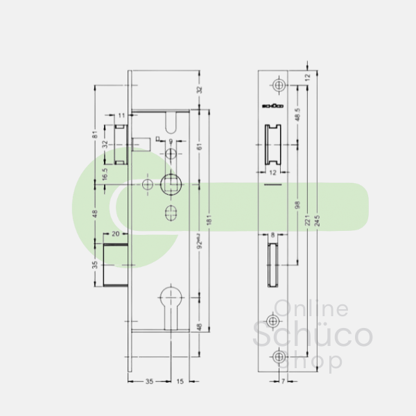 Schuco panic lock - E 35/92/9 - 241257 / 241258