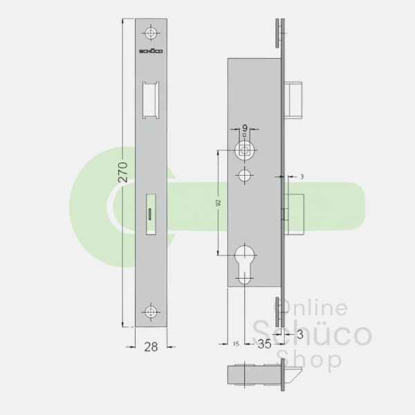 Schuco 241700 day and night lock 35/92/9