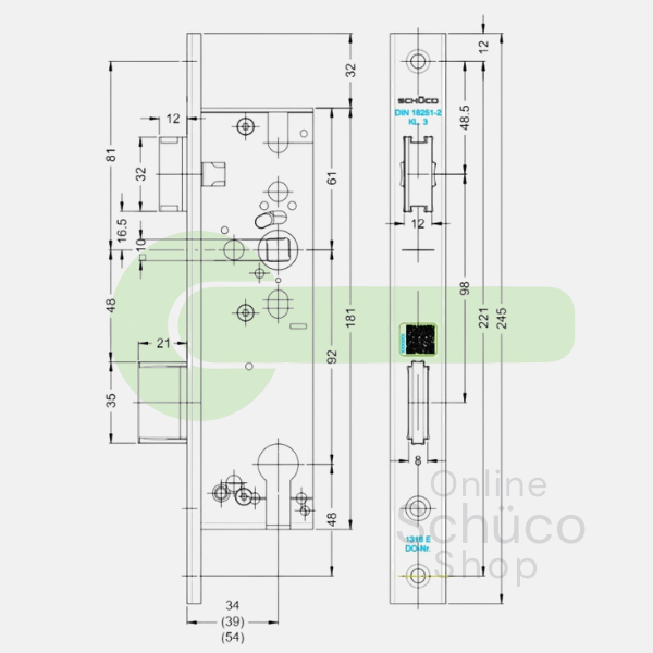 Schuco 241181 / 279503 day and night lock - 54/92/10