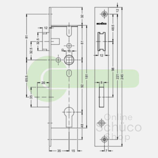 Schuco 241255 / 241256 day and night lock 35/92/10