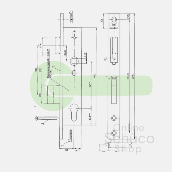 Schuco day and night lock - 29/92/10 - 211158