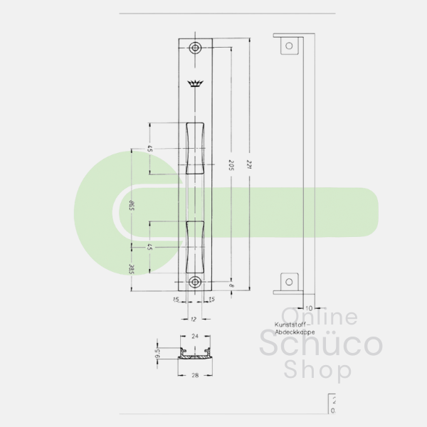Schuco strike plate 221 mm - 208426