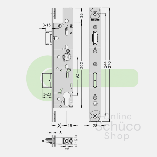 Schuco panic day and night lock B 40/92/9 - 241927