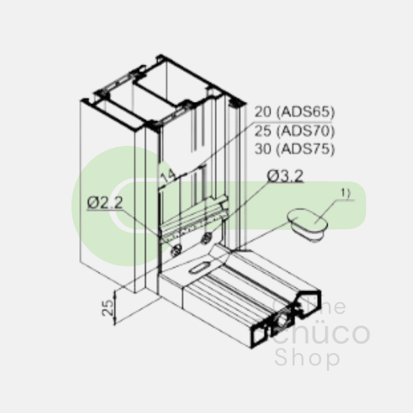 Schuco fixing set bottom rail ADS 65 - 238440