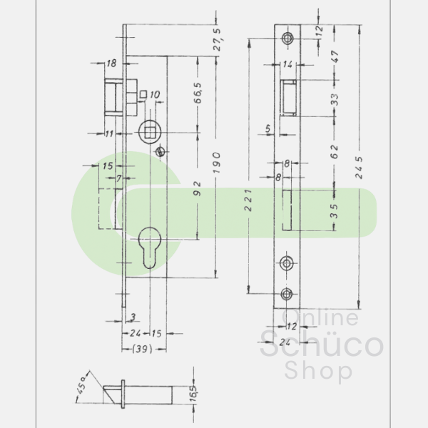 Schuco 211064 day and night lock - 24/92/10