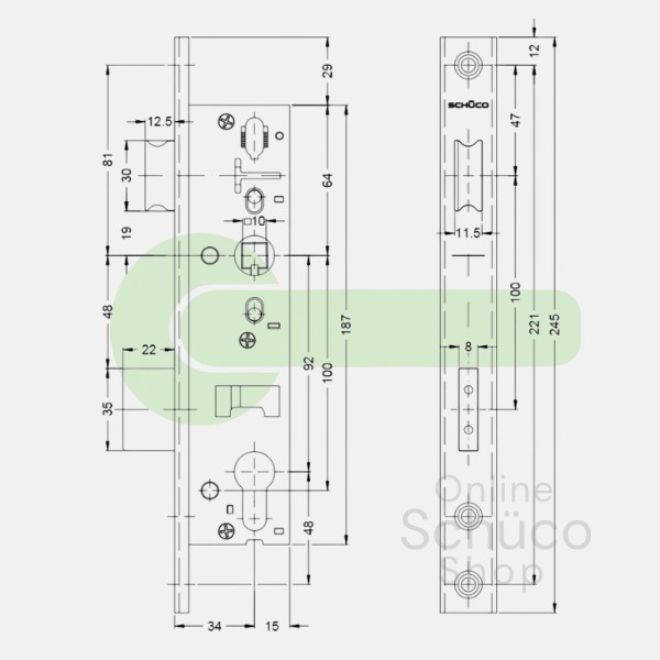 Schuco 241469 day and night lock - 34/92/10