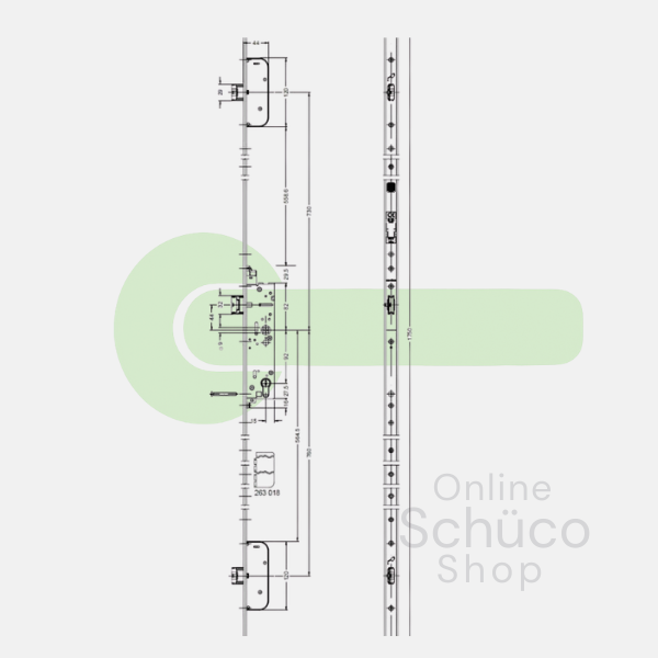 Schüco multi-point panic lock Interlock B 39/92/9 - 279472