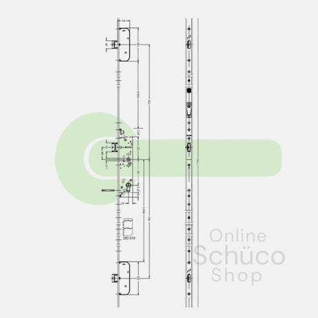 Schüco multi-point panic lock Interlock B 39/92/9 - 279472