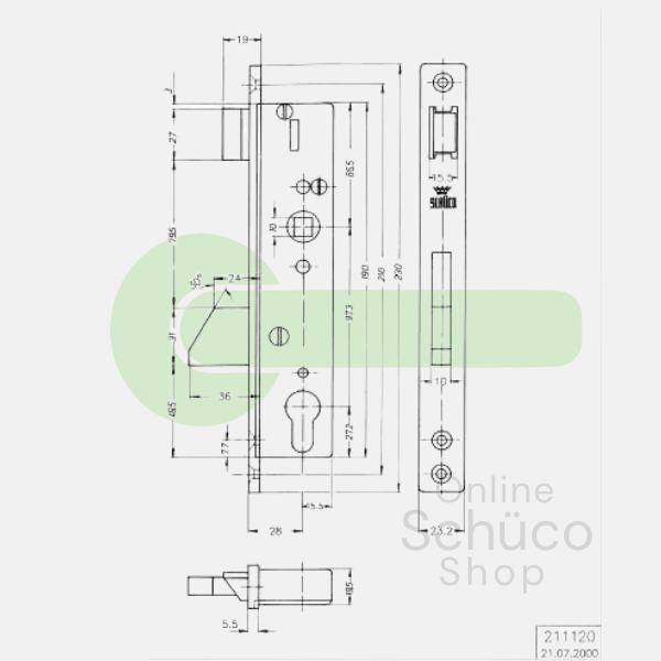 Schuco 211120 day and night lock - 28/97/10